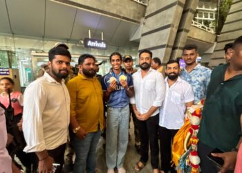 ಅಥ್ಲೀಟ್ ಎಂ.ಆರ್. ಪೂವಮ್ಮ ಅವರಿಗೆ ಮಂಗಳೂರು ವಿಮಾನ ನಿಲ್ದಾಣದಲ್ಲಿ ಭವ್ಯ ಸ್ವಾಗತ: